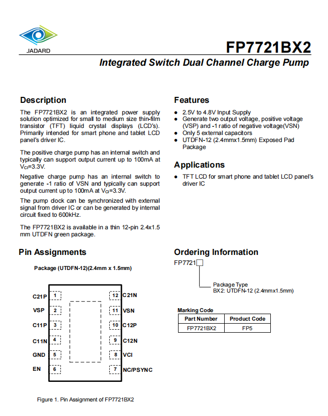 Wayon，維安代理，平板電腦顯示屏驅(qū)動芯片，WD9006-BFA2R，完美替換天德鈺FP7721BX2