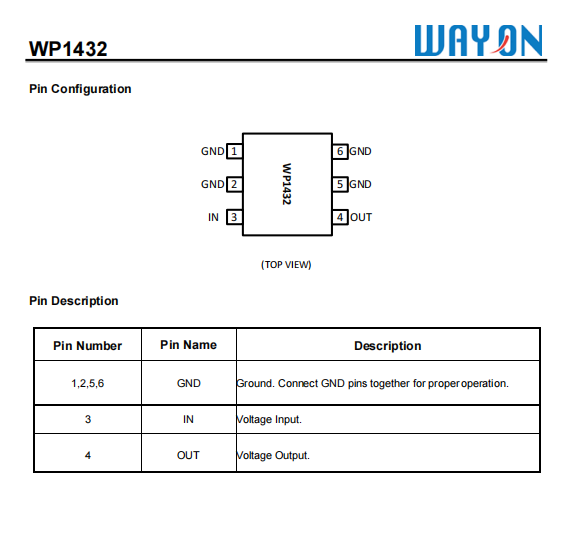 WAYON代理商，維安代理商，負(fù)載開(kāi)關(guān)WP1432 ，替換INFINEON HITFET BSP 76.png