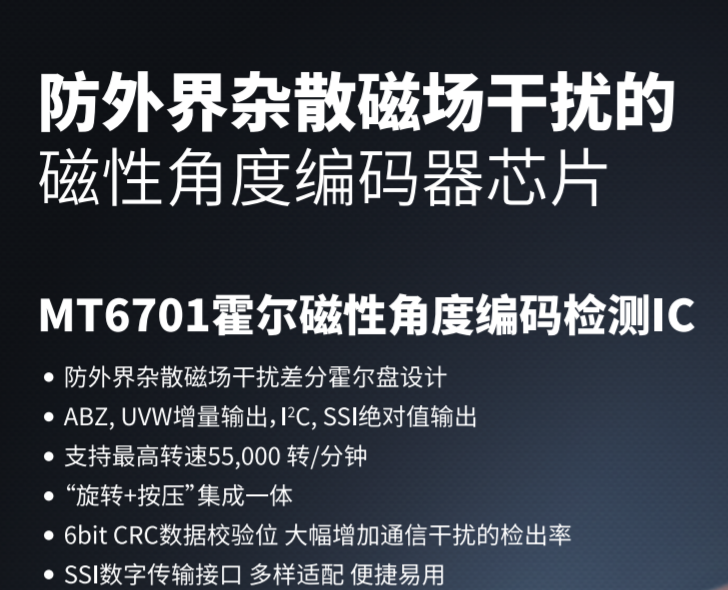 Magntek MT6701.麥歌恩MT6701,國產(chǎn)編碼器芯片, 14bit高精度支持I2C、SPI、PWM等，可替換AS5045,AS5600,AS5047 .png